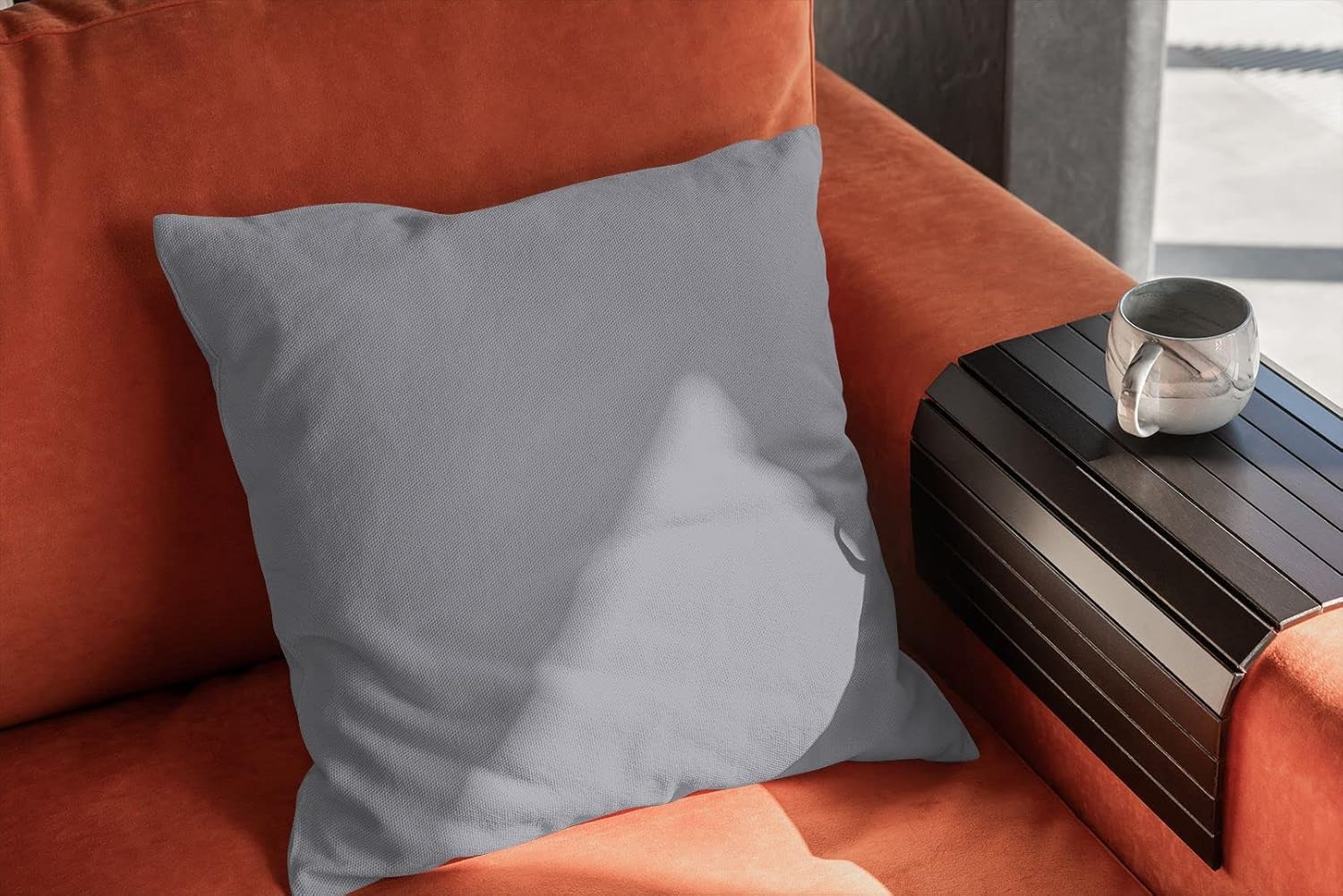 Set of 4 Throw Pillow Covers, Solid Colors 24x24 Inches Home Decor Square Pillowcase Cushion Cases Decorative Pillow Cases for Accent Couch Sofa Bedroom, Lemon Yellow/Light Gray