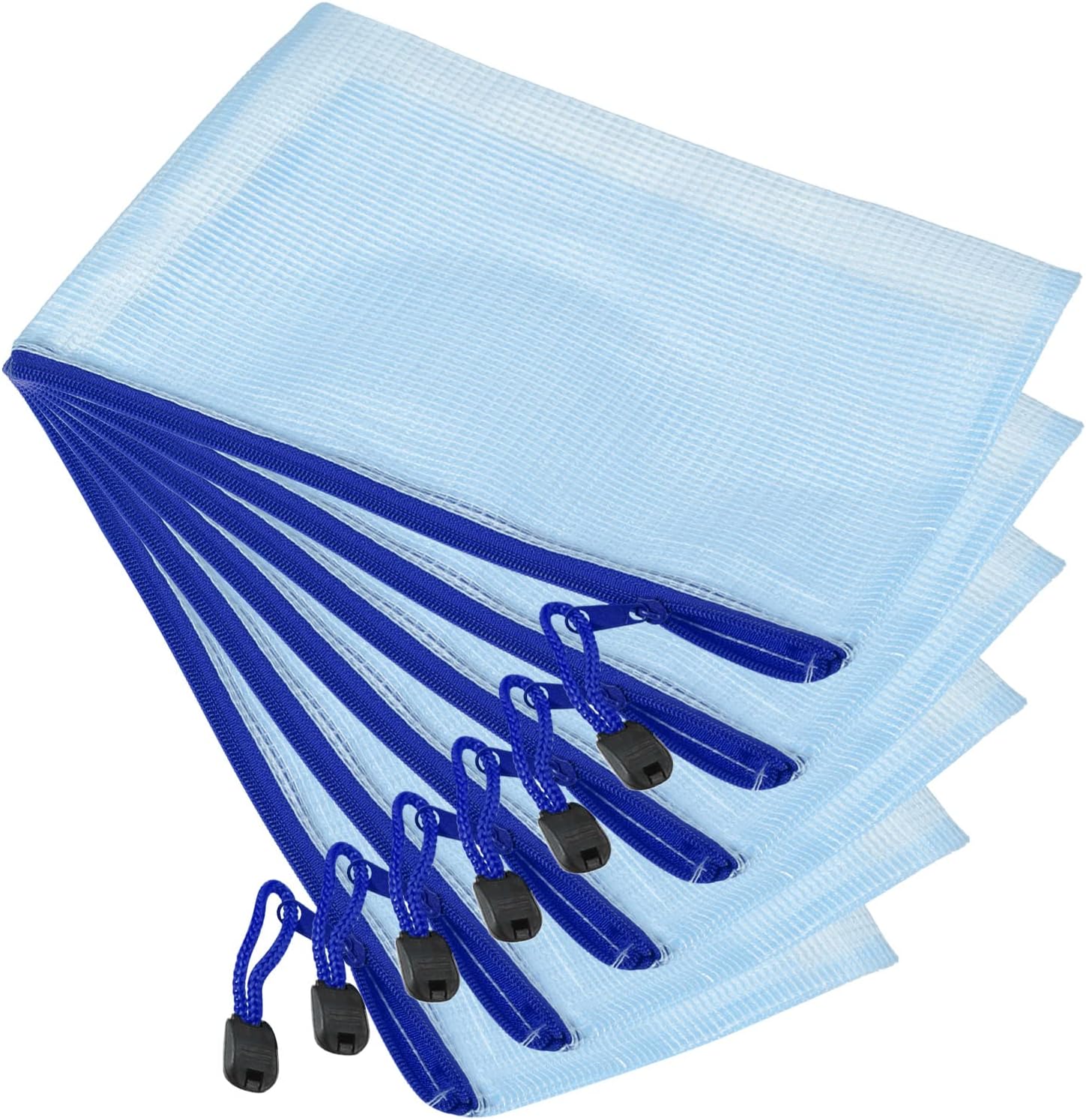 YOKIVE 6 Pack Mesh Zipper Pouch, Waterproof Mesh File Bill Pockets Plastic Travel