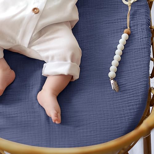 Miniatura 8 de lulumoon Sábanas de Moisés de Muselina para Bebé Sábanas de Moisés de Algodón Neutras para Niños y Niñas - Ajustadas para Oval, Rectángulo o Reloj