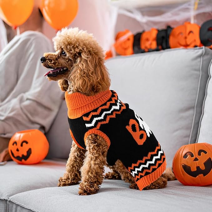 Suéter para Perro Halloween con Patrón de Calabaza y Fantasma miniatura 6