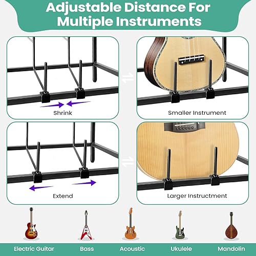 Miniatura 6 de WEGOODLDER Soporte de guitarra para múltiples guitarras  Estante multifuncional para guitarra acústica, guitarra eléctrica, bajo, ukeleles de 4