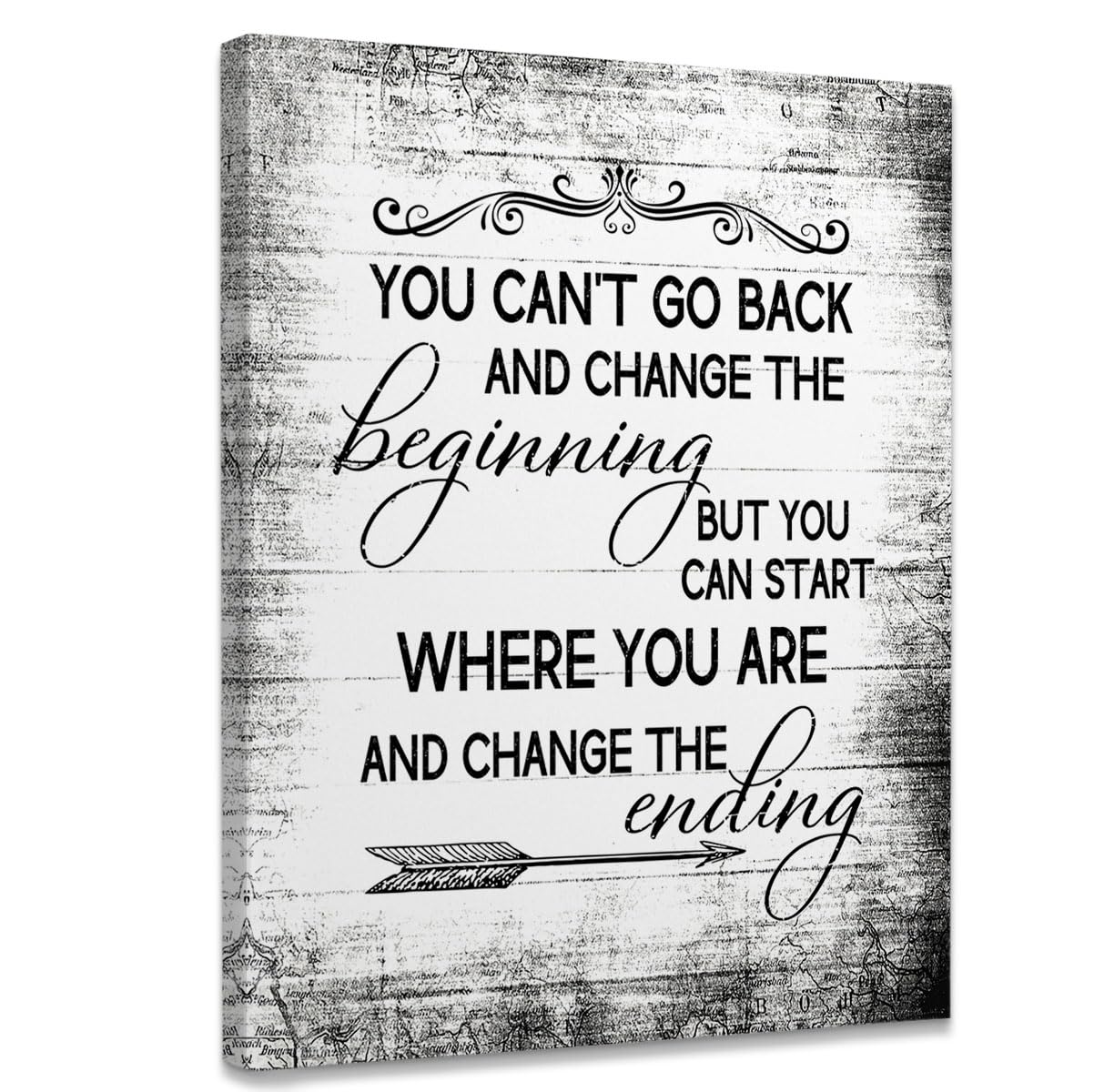 Inspirational Wall Decor,You Can't Go Back and Change The Beginning Motivational Framed Canvas Wall Art Decor 11×14 inch,Positive Quotes Prints