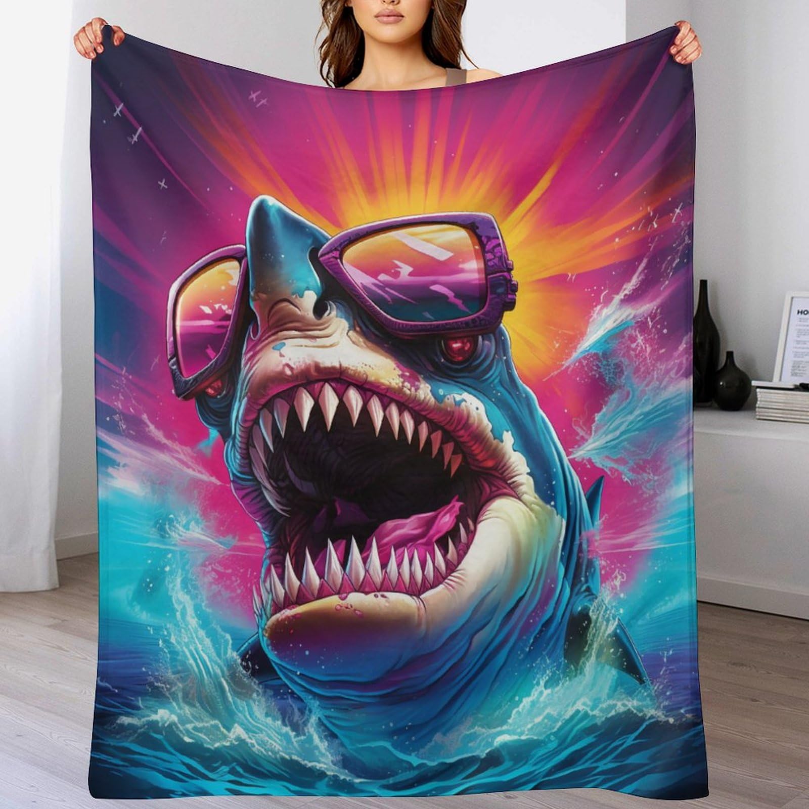 Jeté de canapé résistantes anti-décoloration plaid requin polaire