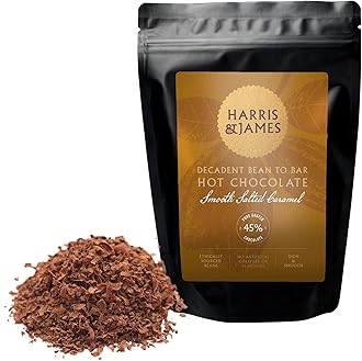Drinking Chocolate | Smooth Salted Caramel Milk Chocolate Flakes 250g | Decadent Bean To Bar Hot Chocolate From Cocao Beans | Hand Made in Small Batches