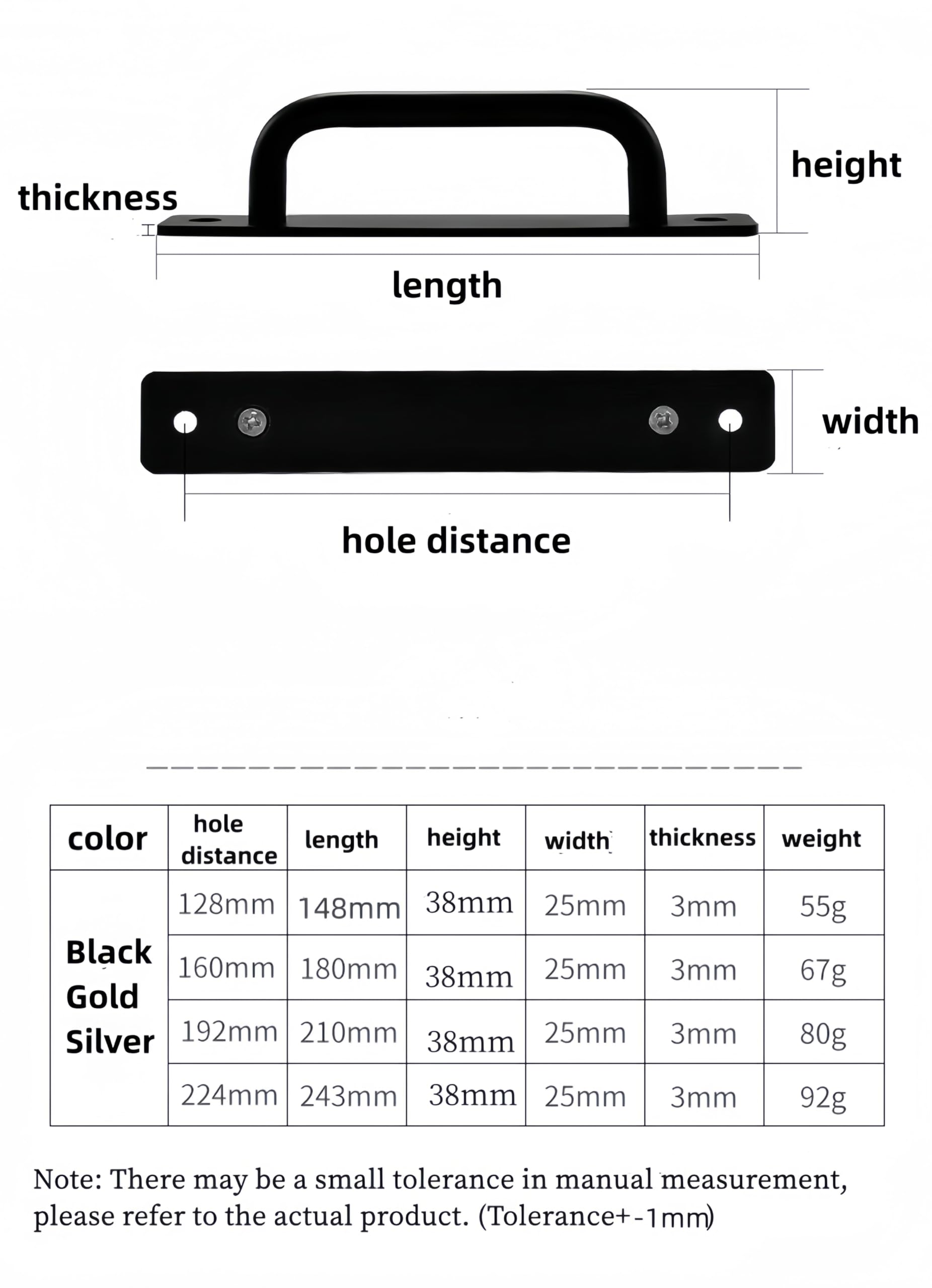 MIEGUIWOR Pack of 2 Sliding Door Handles, Barn Door Handle, Sliding Door Handle, Aluminium, Sliding Door Handles - Image 4