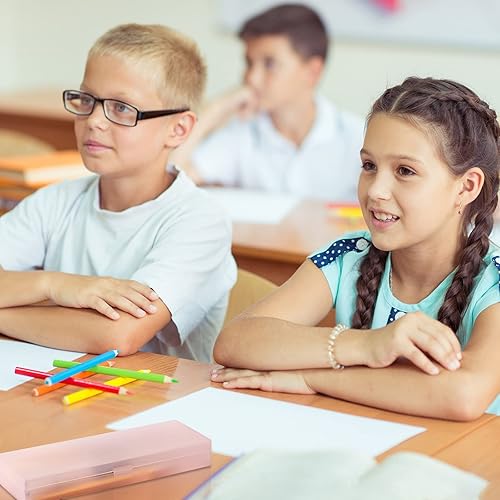 Miniatura 3 de Fainne 24 cajas de plástico para lápices, cajas de lápices de plástico a granel, estuche de papelería esmerilado, soporte para bolígrafos con tapa