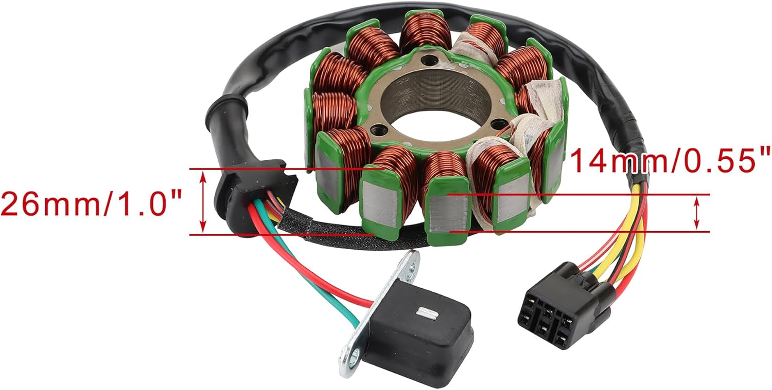 WOOSTAR 12 Coil 8 Wire Magneto Stator Replacement for Suzuki RMZ450 2008-2012 RMZ250 2010-2013 OEM 32101-28H00 32101-28H10 32101-28H11