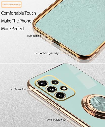 Miniatura 2 de Compatible con Samsung Galaxy A72 Case Ring Holder Magnet Green, Samsung Galaxy A72 Funda de teléfono de silicona a prueba de golpes Funda delgada