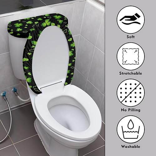 Vista 95 de Fundas antideslizantes para tapa de inodoro y tanque del Día de San Patricio, fundas elásticas para tapa de inodoro, accesorios de decoración de St.