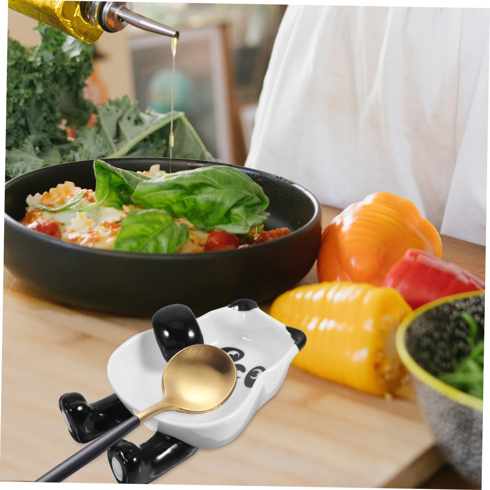 PRETYZOOM 4 Pezzi Poggiamestolo in Ceramica Ciotola Per Salsa Multifunzionale E Porta Bacchette