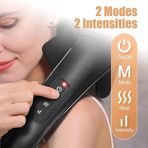 Miniatura 5 de Shiatsu - Masajeador de espalda y cuello, masajeador inalámbrico de hombros con calor, almohada eléctrica de masaje de tejido profundo 3D para