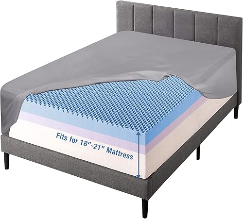 Bedecor Sábana bajera tamaño King de 21 pulgadas, con bolsillo extra profundo, color gris claro, suave y transpirable, se mantiene en su lugar, para Bedecor Sábana bajera tamaño King de 21 pulgadas, con bolsillo extra profundo, color gris claro, suave y transpirable, se mantiene en su lugar, para