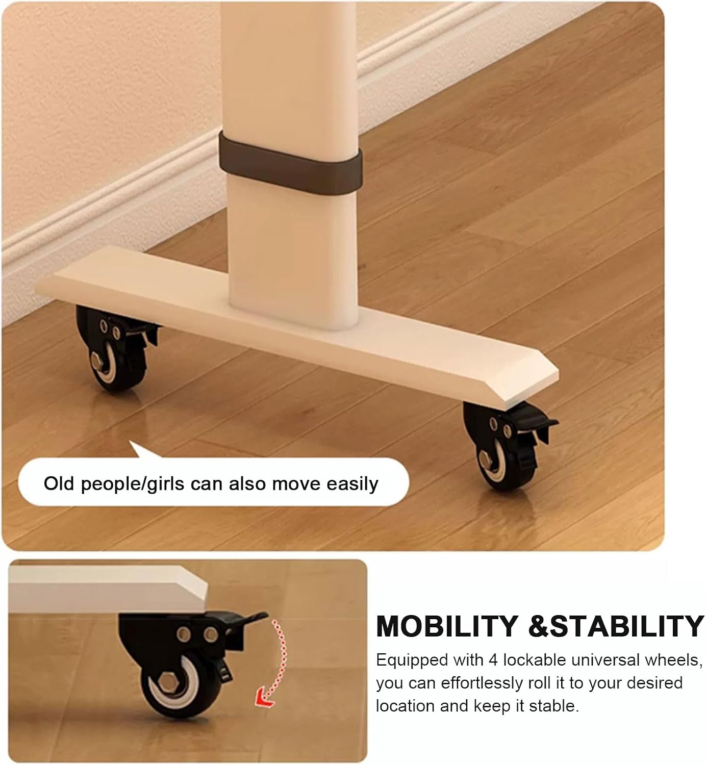 Adjustable Overbed Table with Wheels - 70.9" Queen Size Height-Adjustable Desk for Home & Hospital Use, Grey with Baffle, Portable Medical Bedside Table