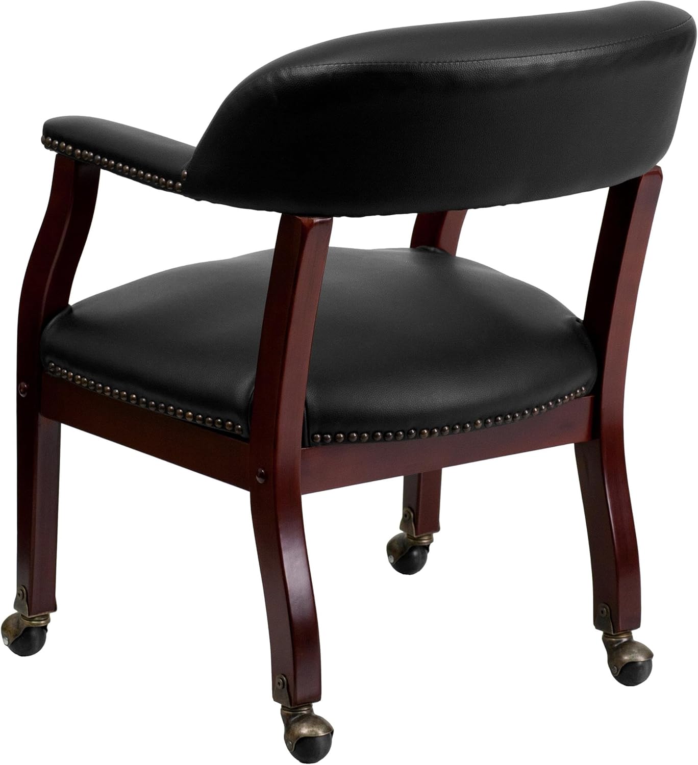 Flash Furniture Sarah Black Vinyl Luxurious Conference Chair with Accent Nail Trim and Casters