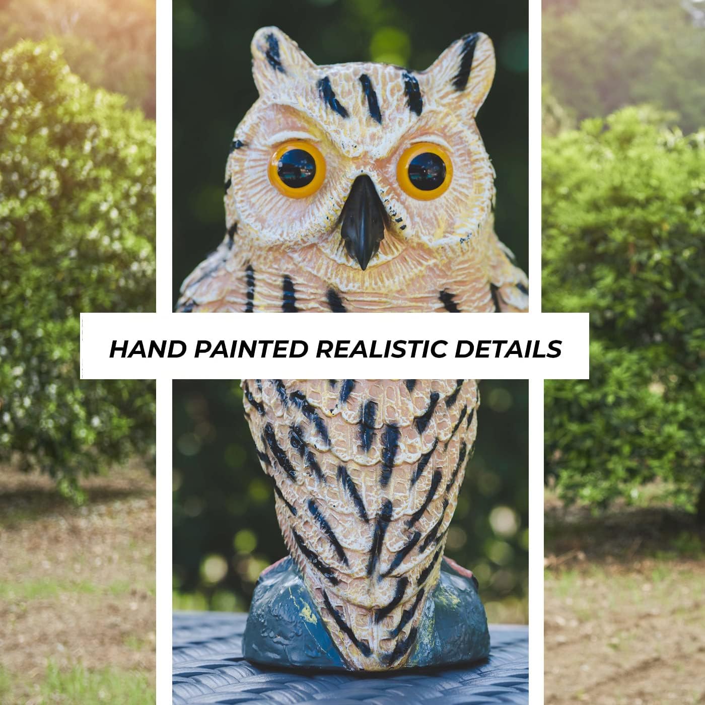 Galashield Owl Decoy | Plastic Owls to Scare Birds Away | Owl Statue for Garden & Outdoors - Pack of 3 - Image 2
