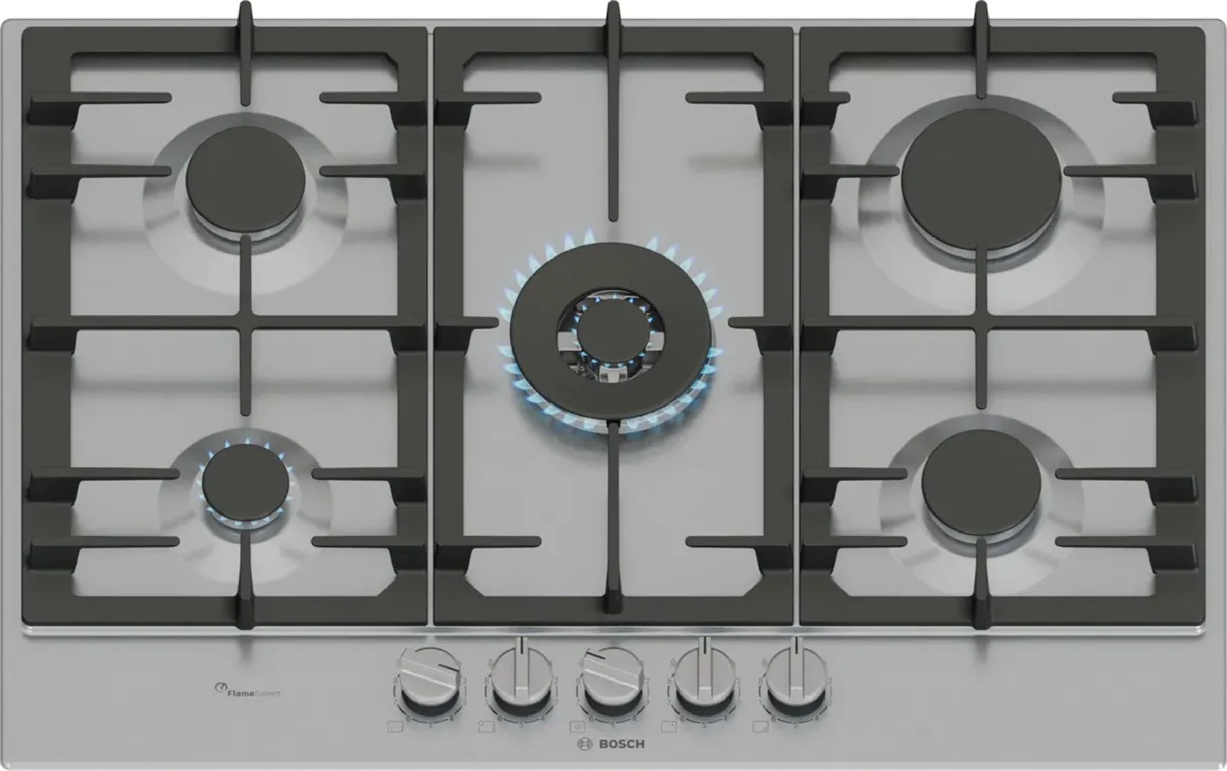 PCQ7A5I95 - Piano cottura 5 fuochi gas, 75x52 cm, inox