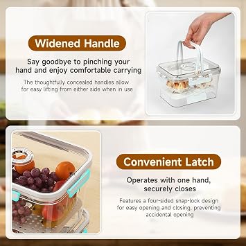 2 Pcs Bread Bin Airtight Bread Box for Kitchen Counter, Time Recording Bread Storage Container with Lid, Bread Container with Handle and Ice Pack for Homemade Bread Toast Bagel Donut and Cookies