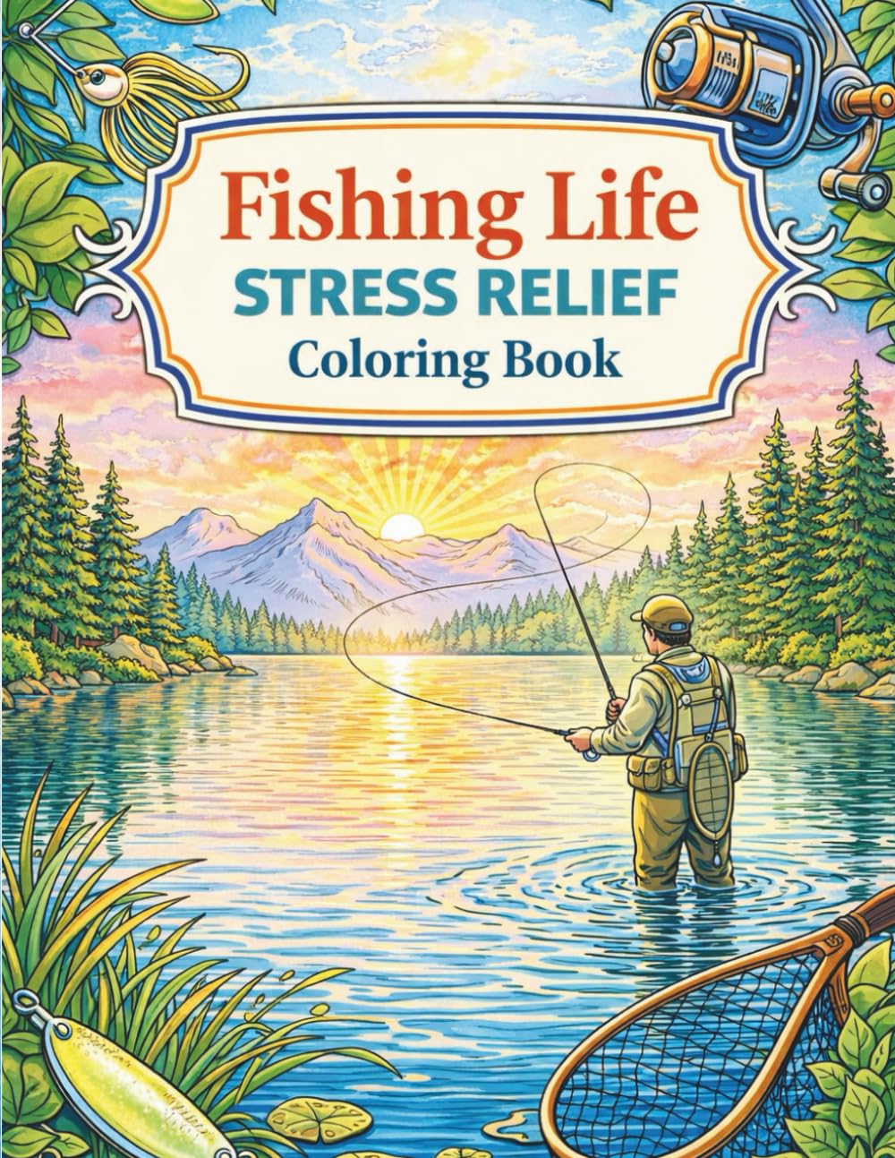 Fishing Life Stress Relief Coloring Book