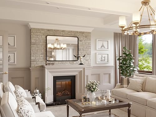 Miniatura 10 de Brightify Espejo de baño negro de 28 x 36 pulgadas para pared, espejo rectangular con marco de metal negro, moderno espejo de tocador montado en la