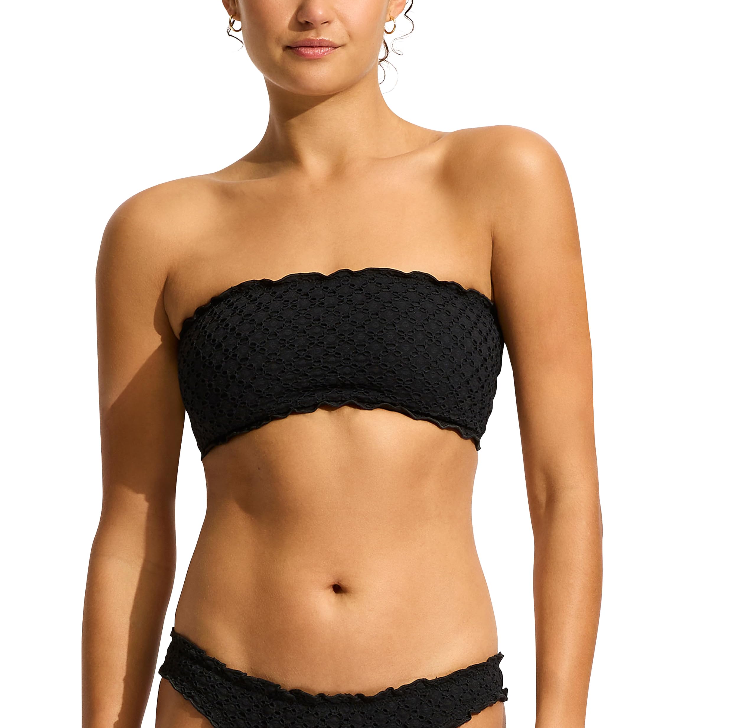 Seafolly Women's Standard Bandeau Tube Bikini Top, Daydreamer Black, 14