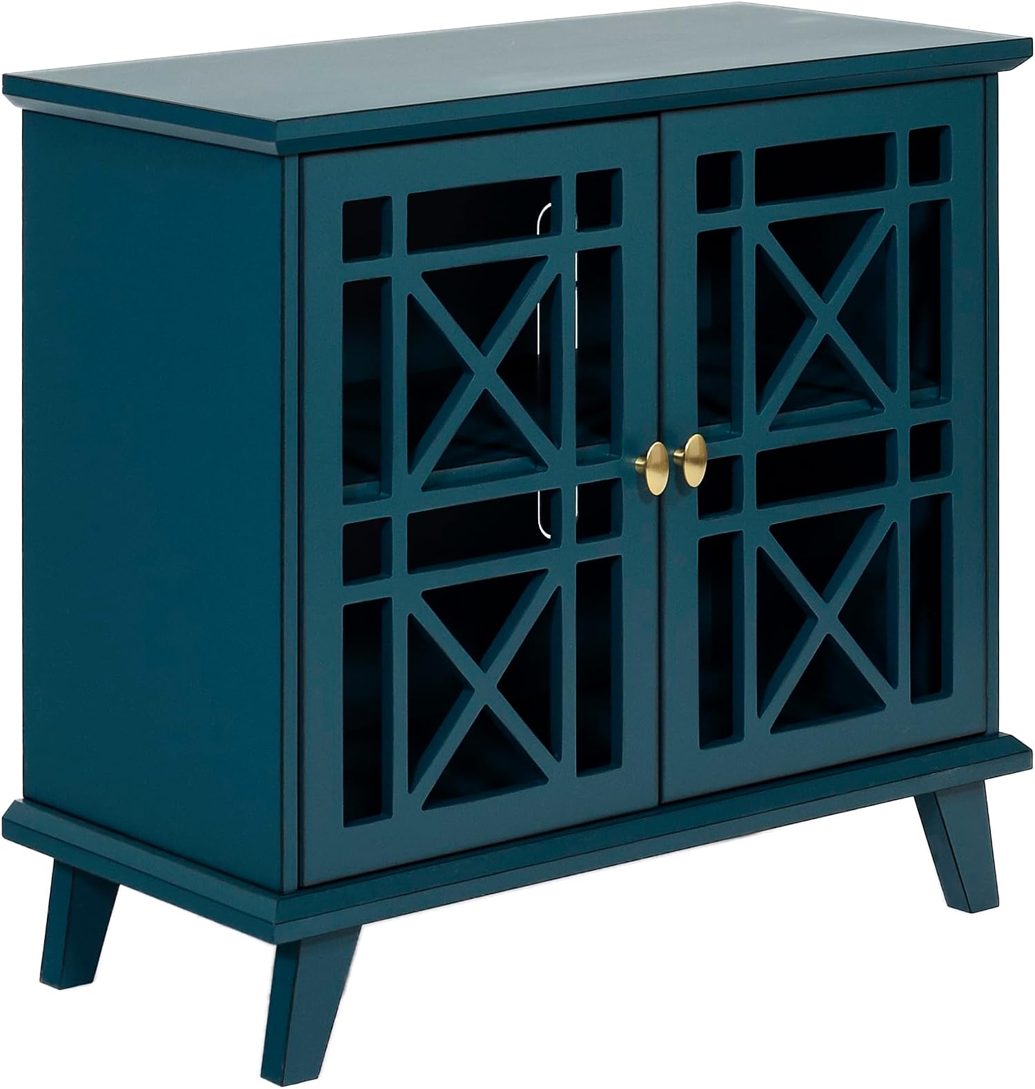 Eden Bridge Designs 81cm (32") Fretwork Accent sideboard Kitchen Cabinet with Storage and Shelves, Kitchen and Dining Server Console, Blue