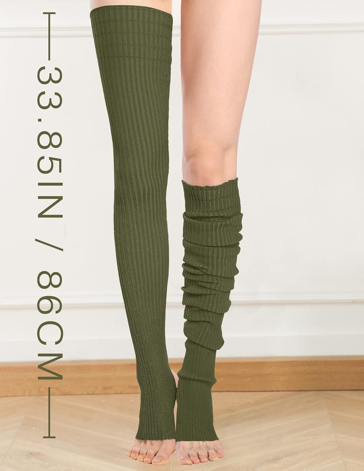 v28 Women Girls Thigh High Neon Ribbed Long 80s 90s Party Skating Leg Warmers - Image 3