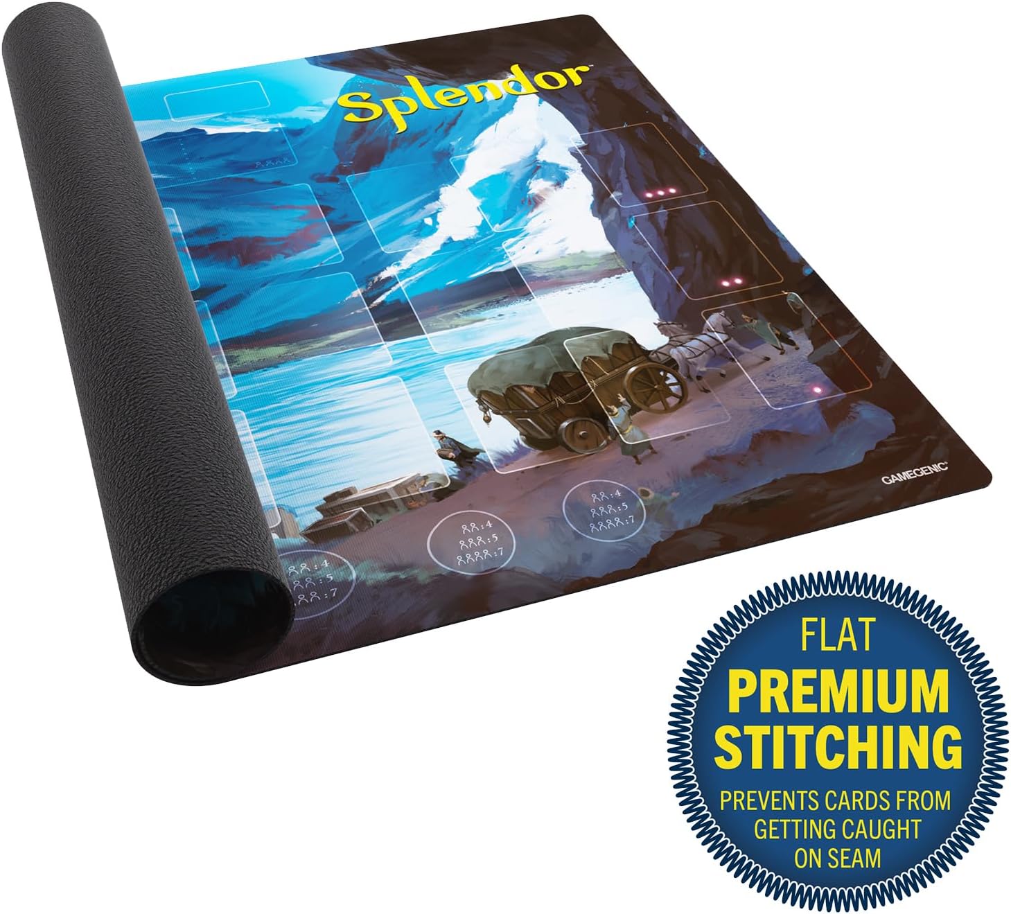 Gamegenic Splendor Game Mat – Premium Stitched-Edge Playmat for Splendor Base Game & Expansions, Full Color Printed, Anti-Slip, Cushioned Surface (70 x 55 cm), Includes Exclusive Noble Tile