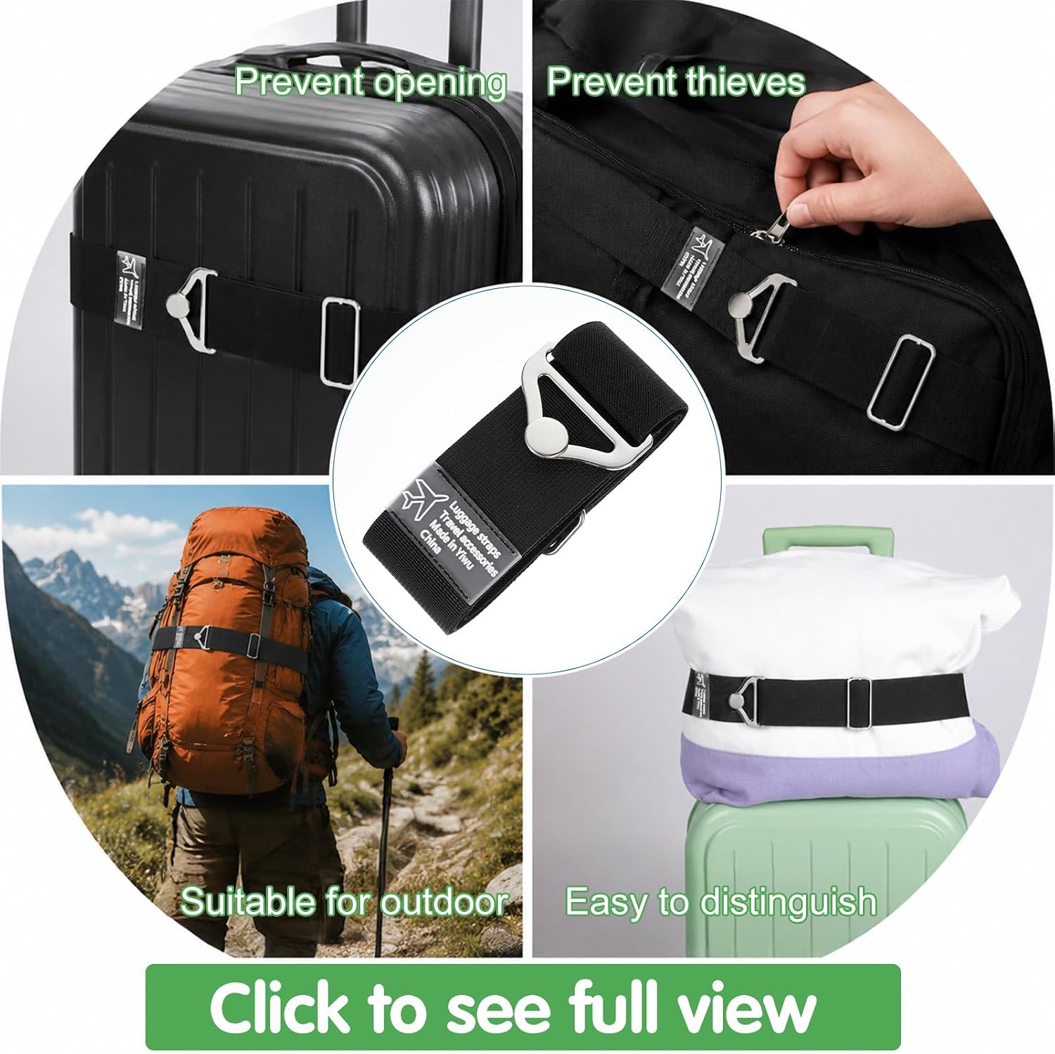 Sibba 2-in-1 Luggage Straps Travel Belt for Luggage Straps Over Handle for Add a Bag Adjustable Travel Suitcase Belt Secure Lock Strap to Prevent Bursting Adjustable Suitcase Belts or Carry On Bag