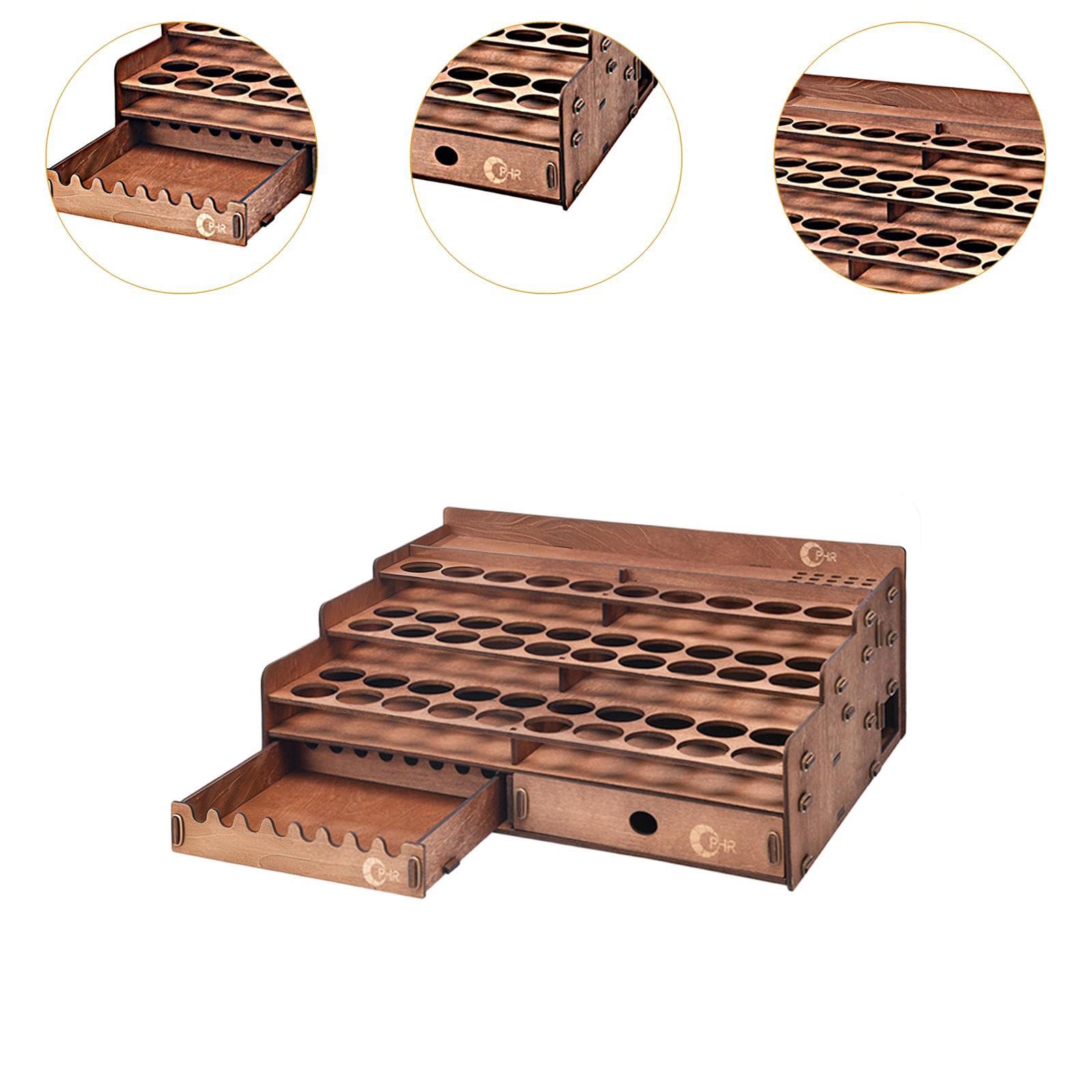 Accessoires pour peinture : support en bois avec porte-pinceaux décoratif, grande capacité, idéal pour les artistes et, 50 Trous