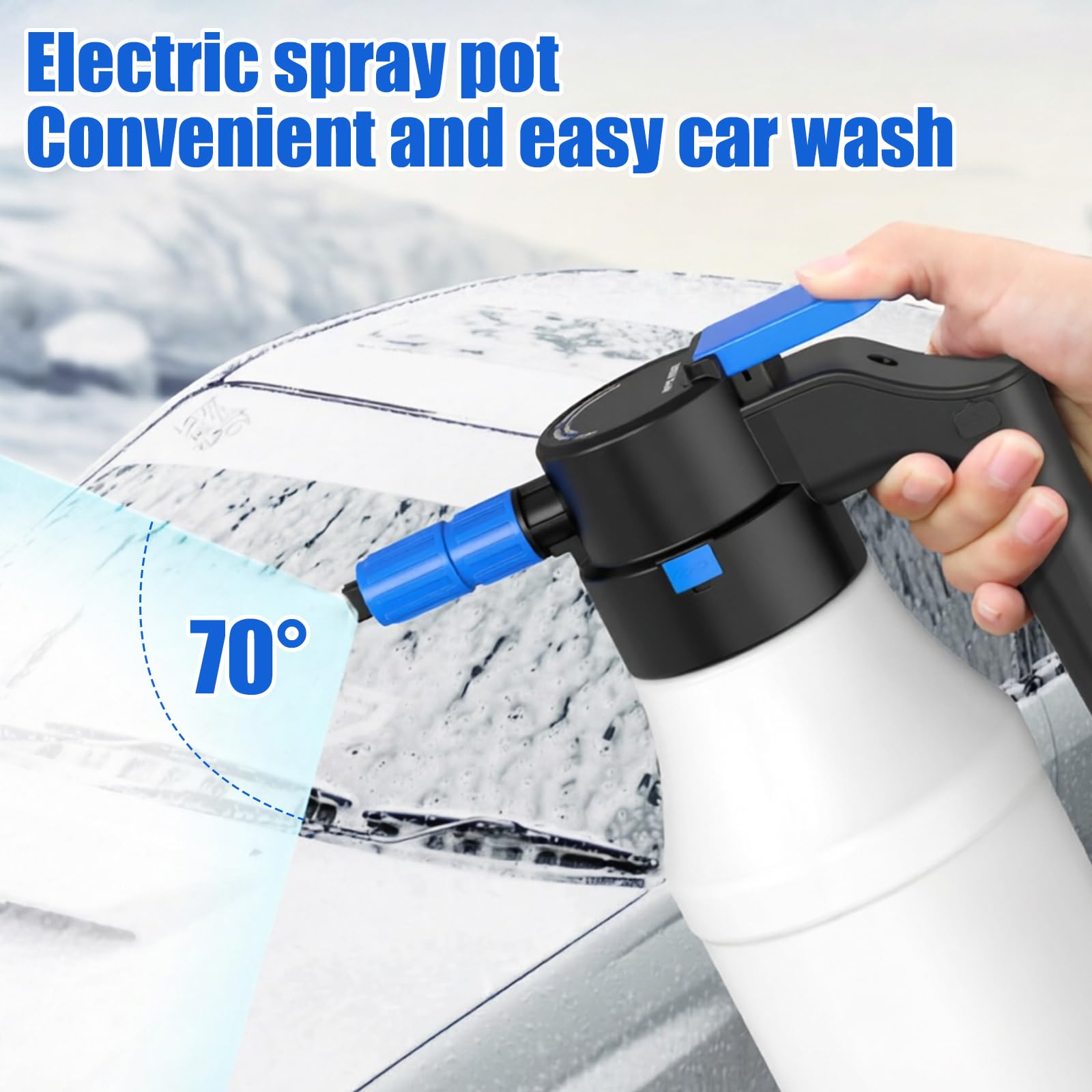 Spruzzatore elettrico di schiuma da 1,5 l, spruzzatore elettrico per auto, con 2 guanti da lavaggio, spruzzatore di schiuma per auto, senza fili USB, PP, portatile, per la cura dell'auto in giardino e