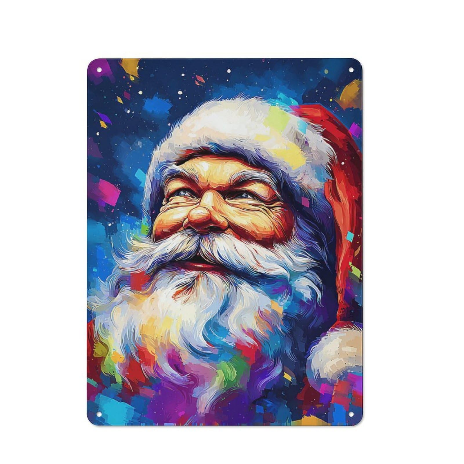 Junmoney Colorful Santa Claus Portrait -1 Vintage Metal Sign With Design 40X30cm, Vintage Restaurant Wall Art For Coffee Bar, Small Shop Or Dining Room