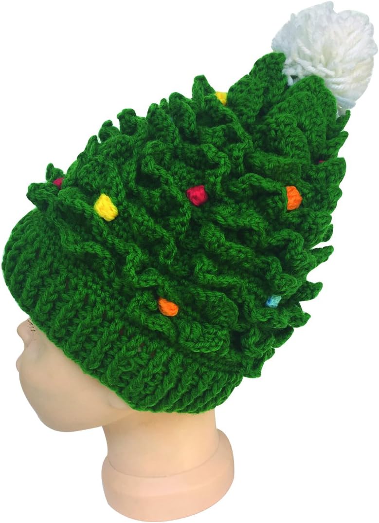Kafeimali Baby Christmas Tree Knit Hat Green Red Crochet Beanie Reindeer Caps
