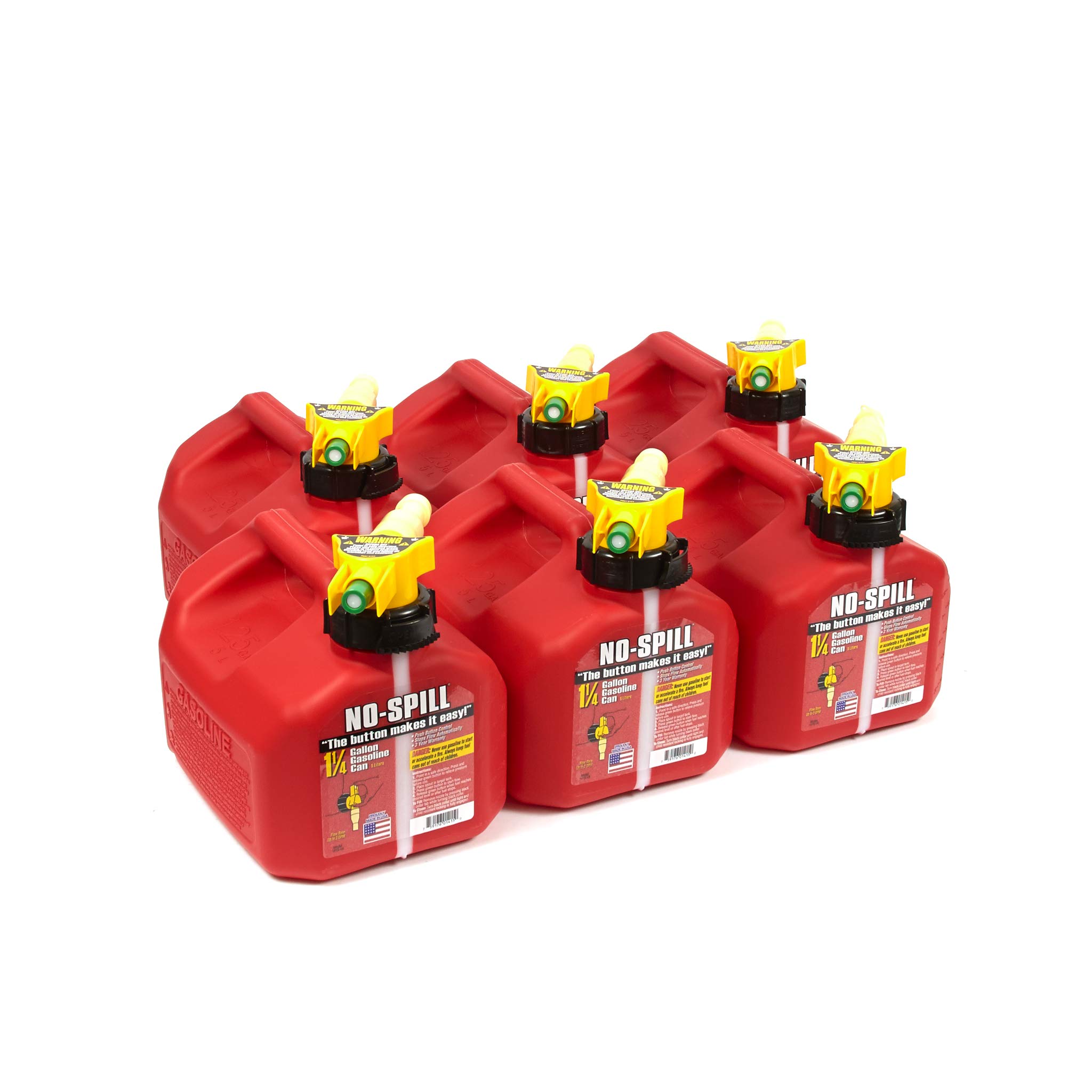 No Spill 1415 Lata de gas de polietileno de 1-1/4 galones (compatible con CARB), rojo, 7.5 x 8 x 10 pulgadas