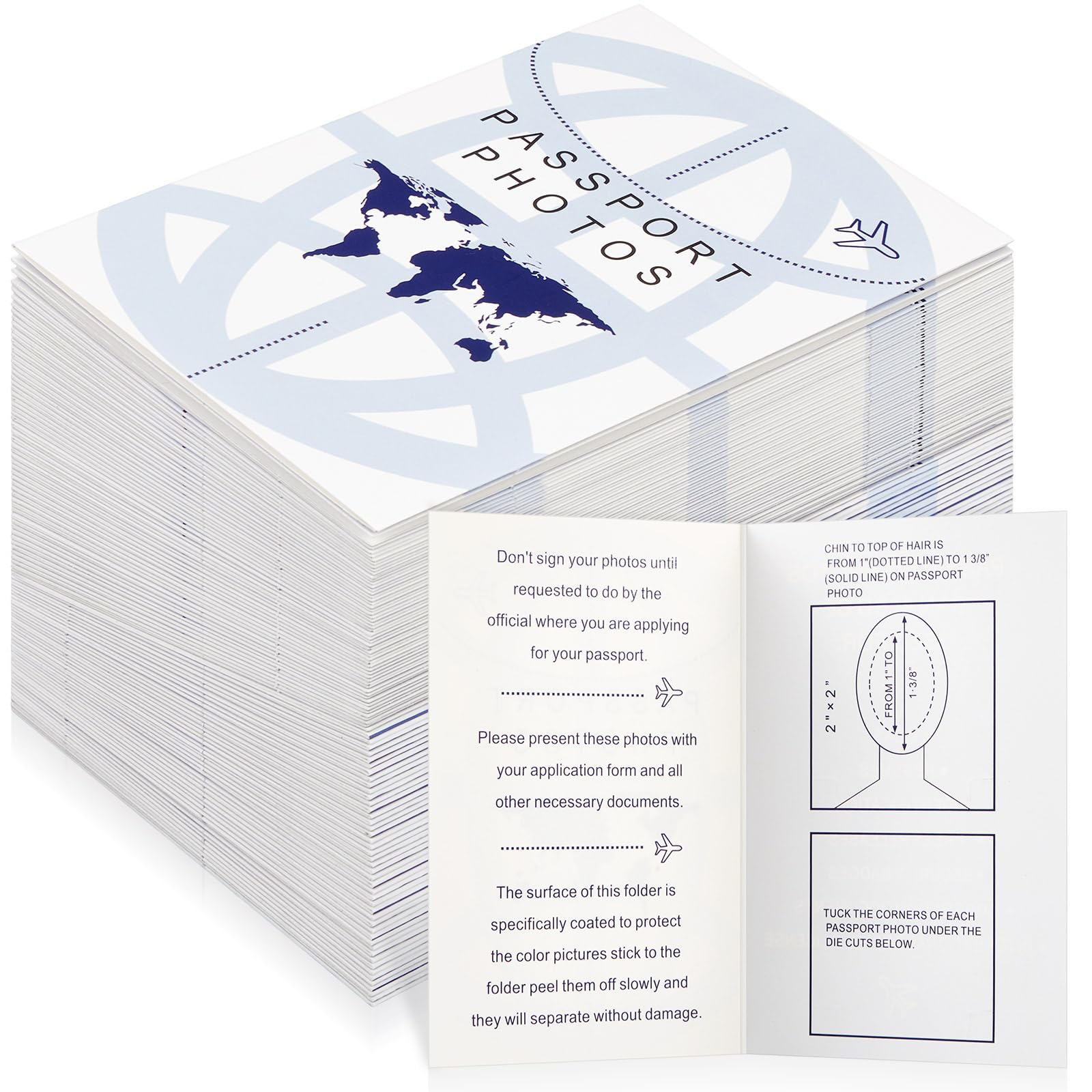 Humyoun 200 Pcs Thick Passport Photo Holder 5.31 x 3.54 Inches Passport Picture Folders with Compartment for 2 x 2 Print, Picture Display Safely for