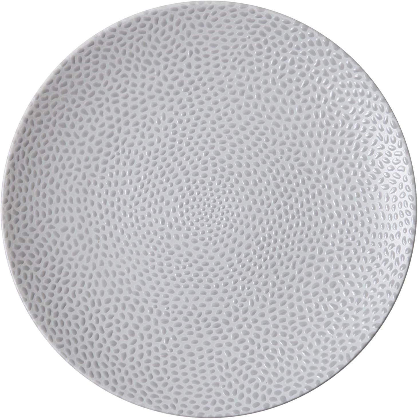 D&V 6 Piece Cobble TechnoCeram Dinnerware Plate Set, 8.25", Matte Grey