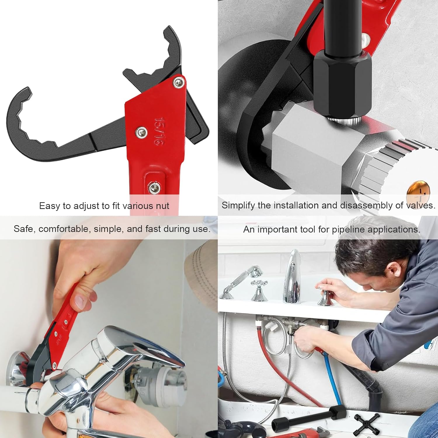 Plumbing Tools,Angle Stop-On Wrench kit,High-Precision Angle-on Wrench for Efficient Valve and Pipe Installations plumbers Removal Tool for Plumbers for Bathroom&Kitchen