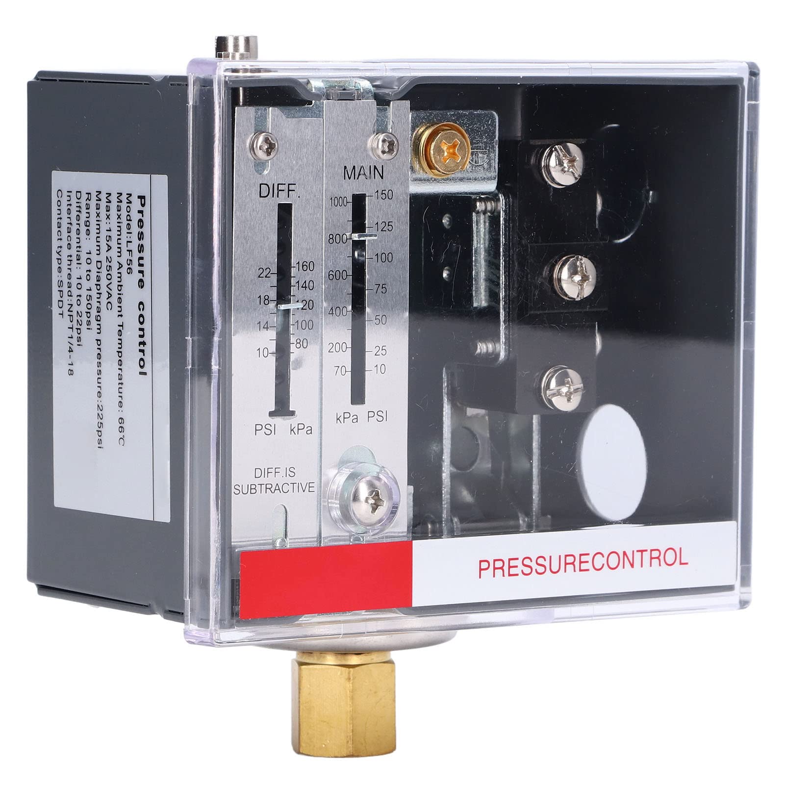 Wlauqueta Interruttore di Pressione per Pompa di Pozzo, 40-60Psi Differenziale Regolabile, Pressione NPT 1/4