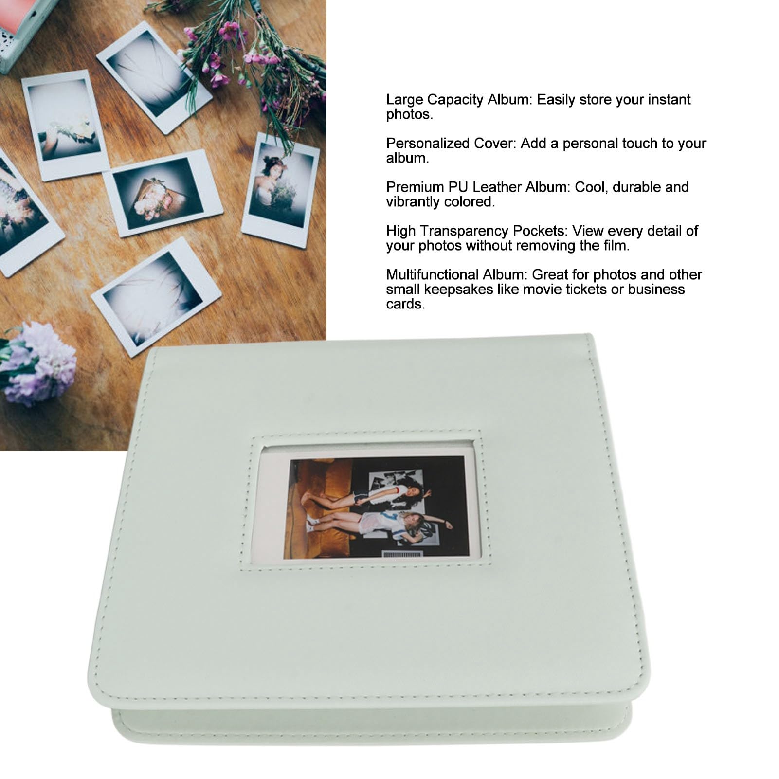 288 Album Photo pour Mini Appareil Photo, Couverture en Cuir, Livre Photo 2x3 pour Mini Film Instantané (GREEN)