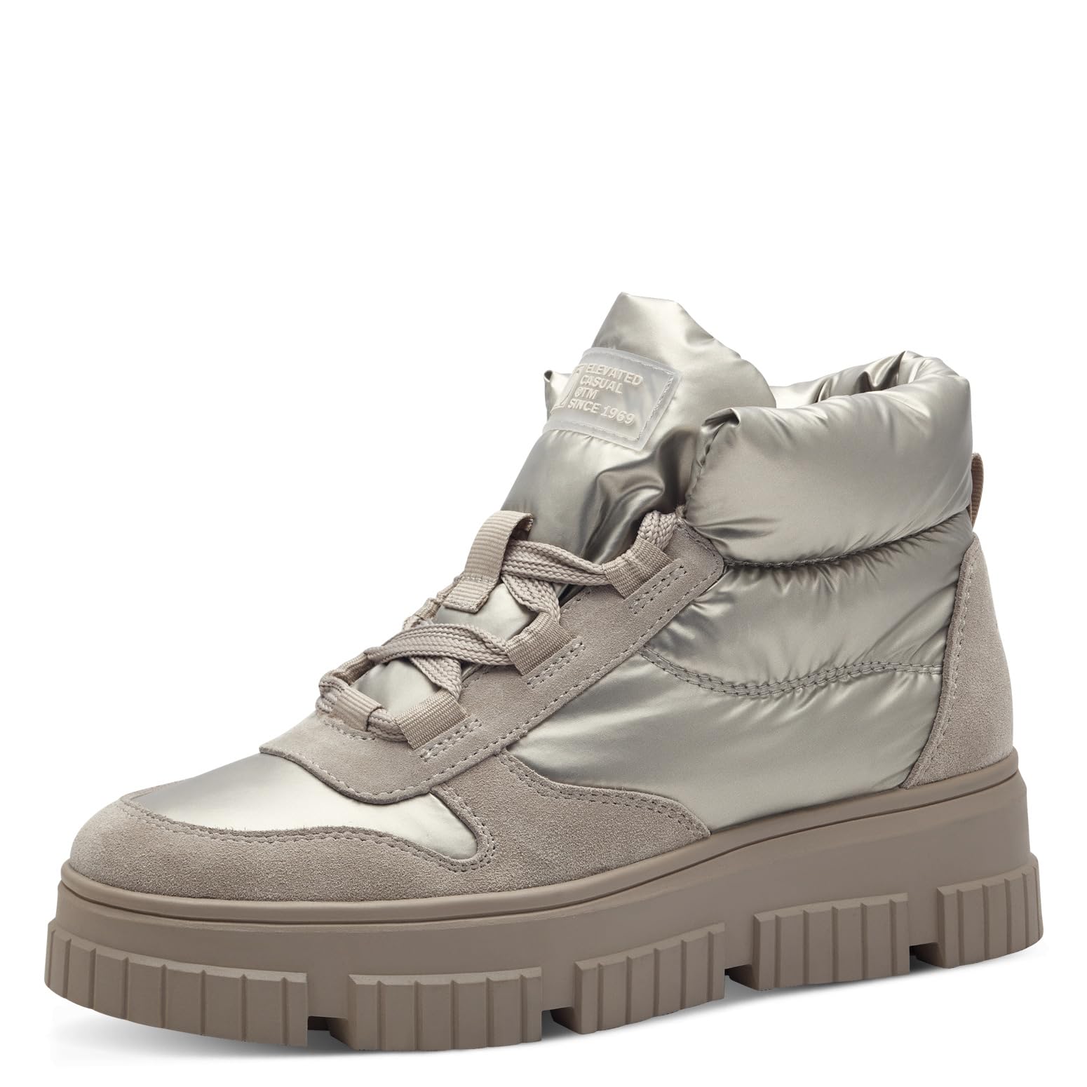 s.Oliver Women's High Trainers with Lace Up Lining Winter, champagner, 5 UK