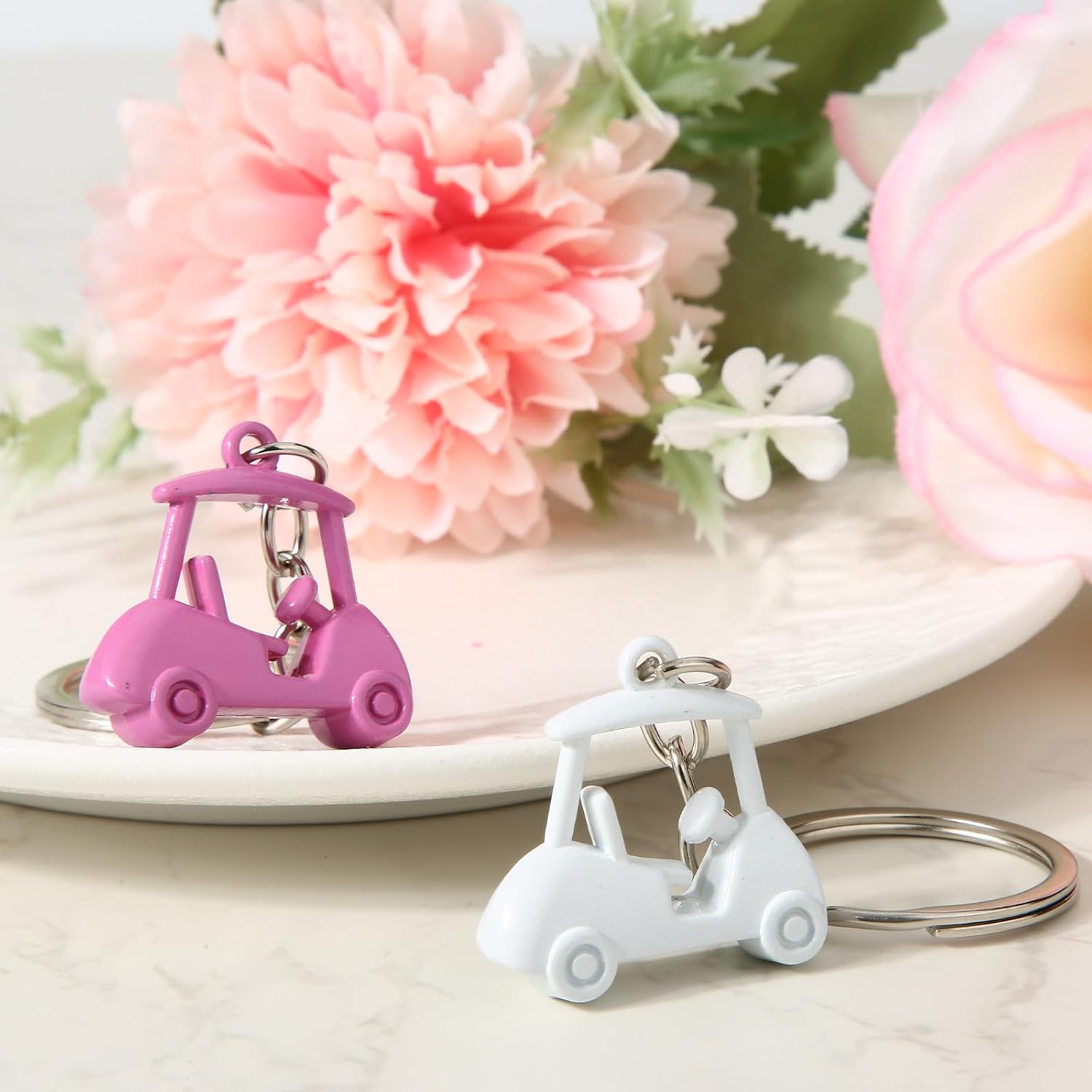 Mikovivi 2pcs Golf Cart Keychains, Zinc Alloy Key Ring Golf Key Holder Bag Accessories Souvenir Gifts for Players and Fans image 4