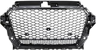 Grill samochodowy 1 sztuk pasuje do RS3. Styl Quattro Front Sport Hex Mesh Honeycomb Hood Grill Gloss Black and Au-Di A3 / S3 8V 2013 2014 2015 2016 Nowy .Akcesoria do grilla samochodowego