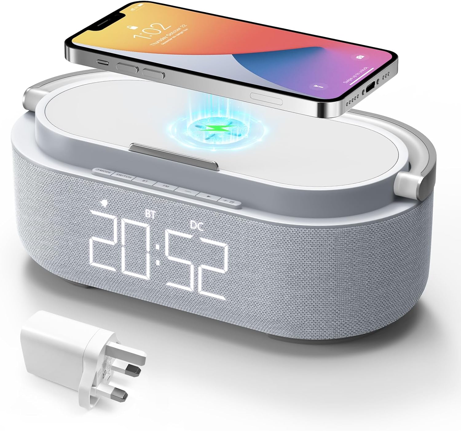 COLSUR Digital Alarm Clock, Radio with Bluetooth Speaker, 15W Wireless