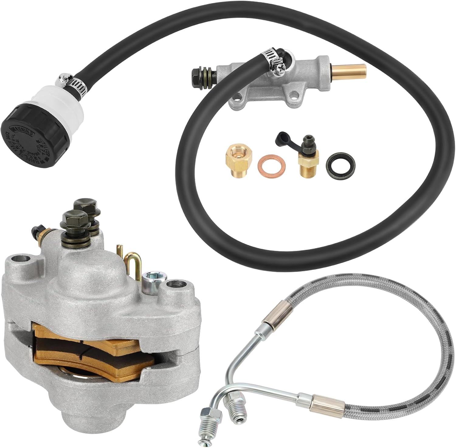 M MATI Rear Brake Caliper & Master Cylinder & Hose Line for Polaris Sportsman 500 400 Diesel 455 Worker 500 2001 2002 1910301 1910553 1910479