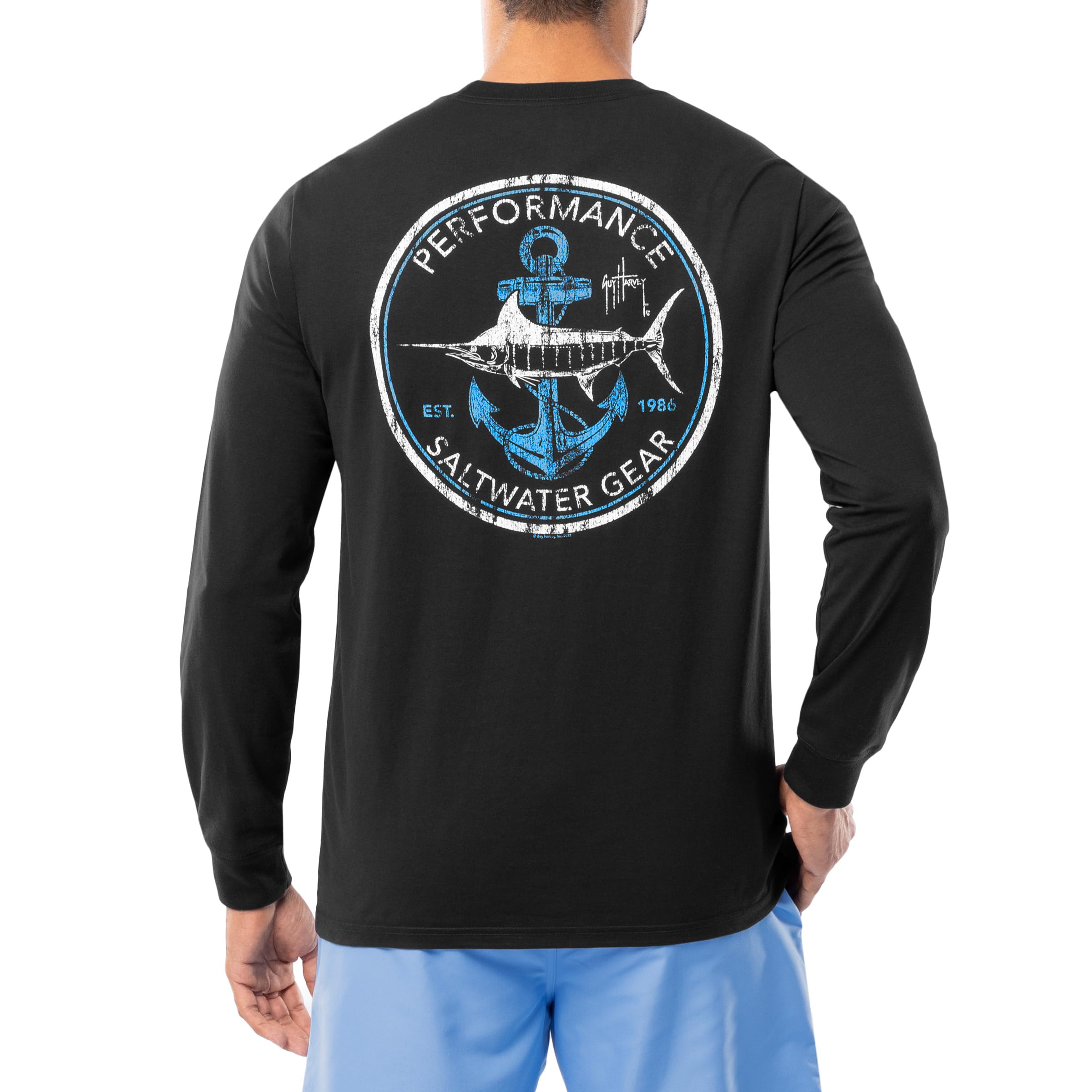 Guy Harvey Men’s Long Sleeve OG Cotton Graphic T-Shirt