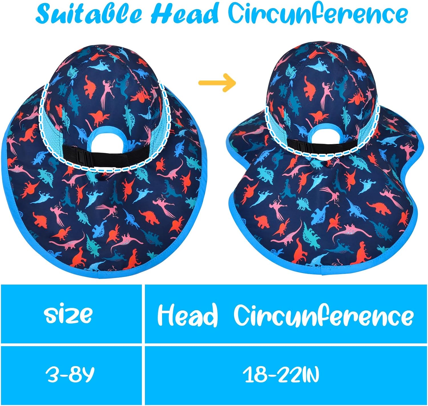 Toddler Baby Sun Hat Kids Summer UPF 50+ for Boys Girls Adjustable Beach Hats with Bucket Wide Brim Age 2-9 Years - Image 6