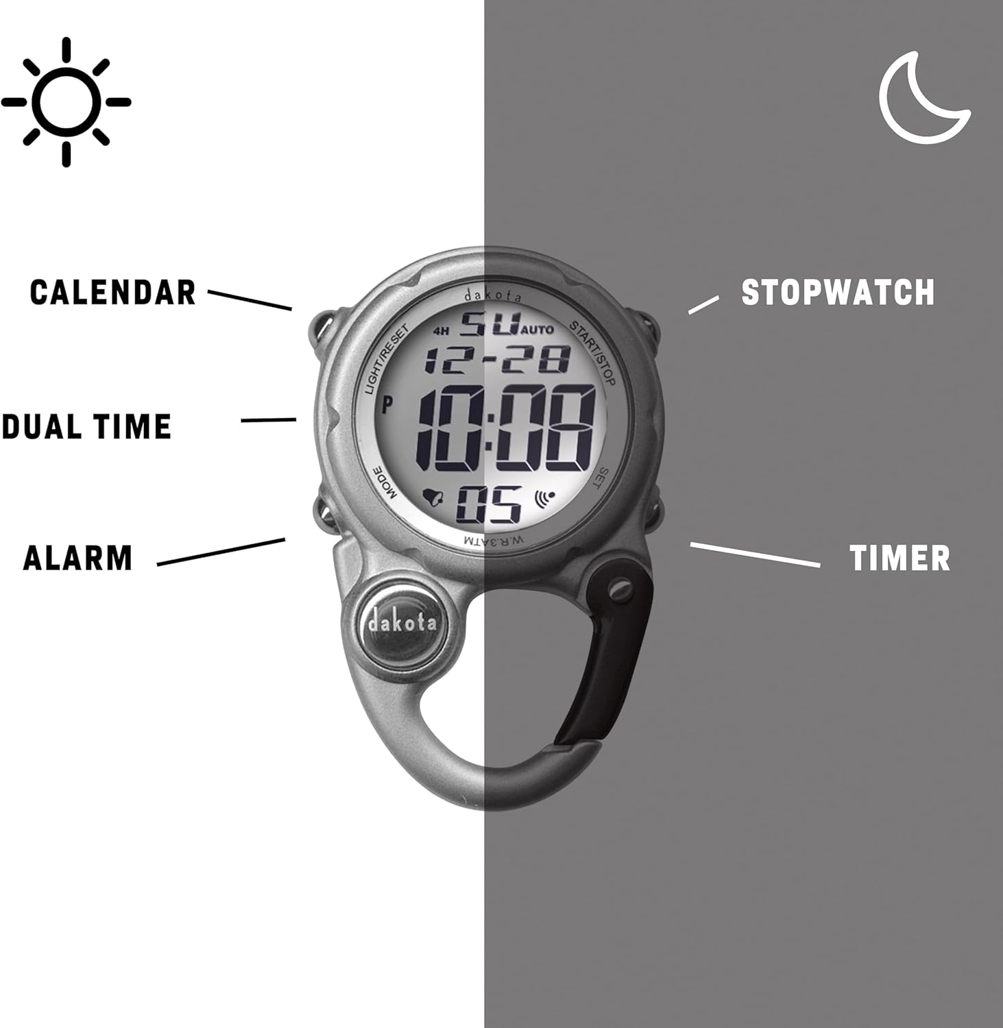 Dakota Personalized Outdoor Gear & Workwear for Men – Engraved Backpacker Mini Clip Watch, Customized Gifts for Dad, Husband, Boyfriend & Groomsmen – Birthday & Father’s Day Gift Ideas