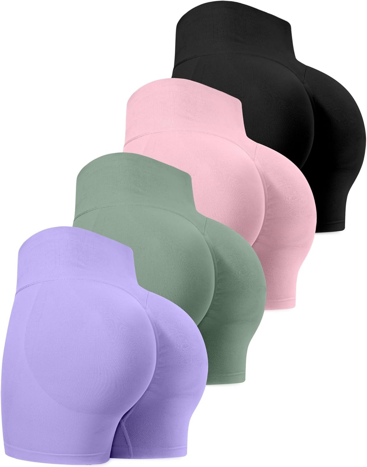 Workout Shorts Sets for Women, High Waisted Butt Lifting Scrunch Butt Sports Seamless Gym Shorts