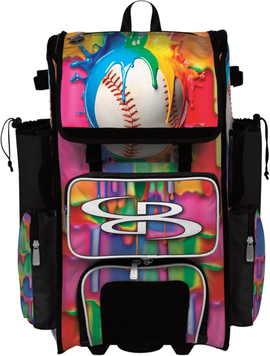 Boombah Rolling Superpack Baseball/Softball Gear Bag - Telescopic Handle - Holds 4 Bats - Wheeled Version - Baseball Slide Multi