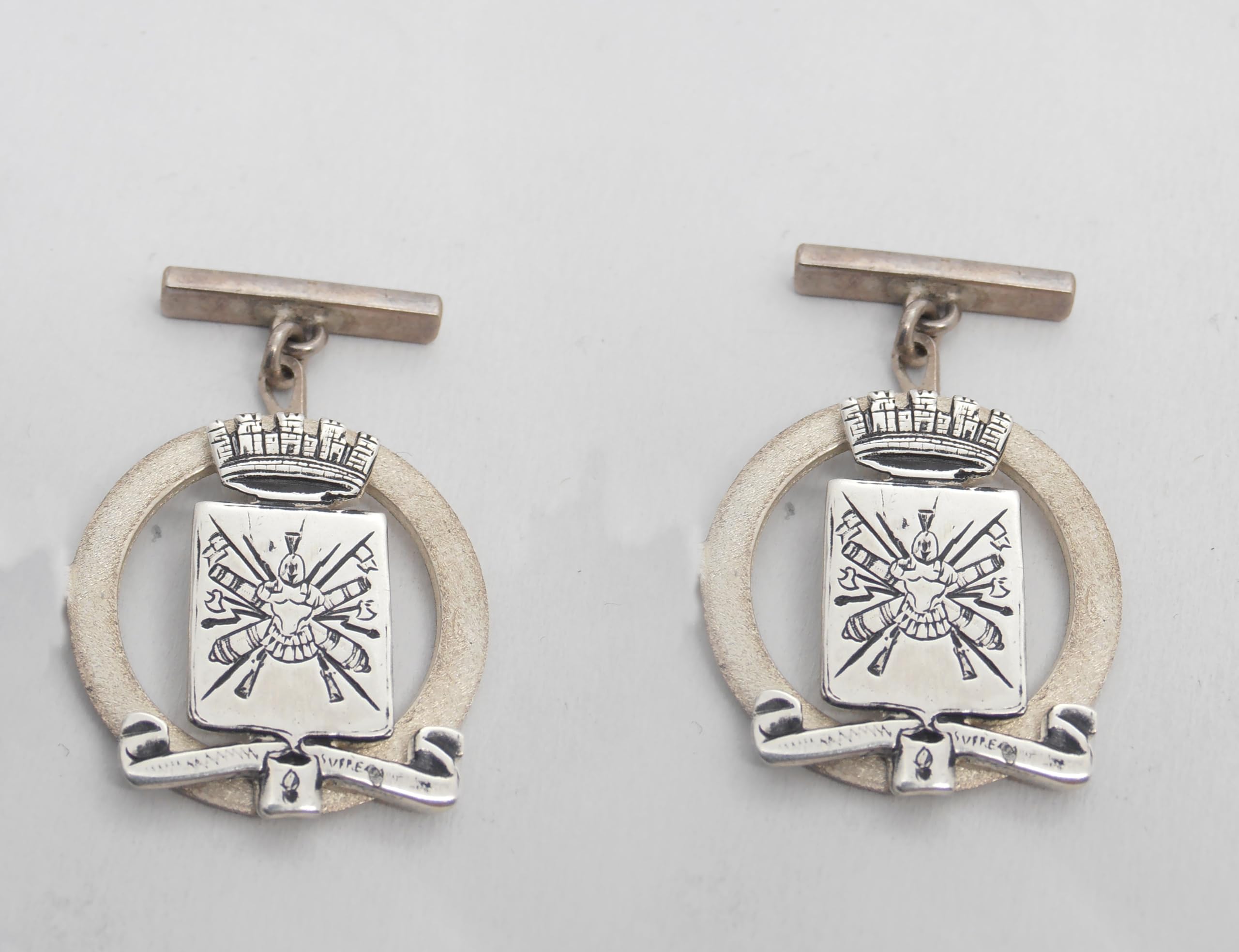 Esercito Italiano : Gemelli in Argento 925 con Fregio - Simbolo - Stemma