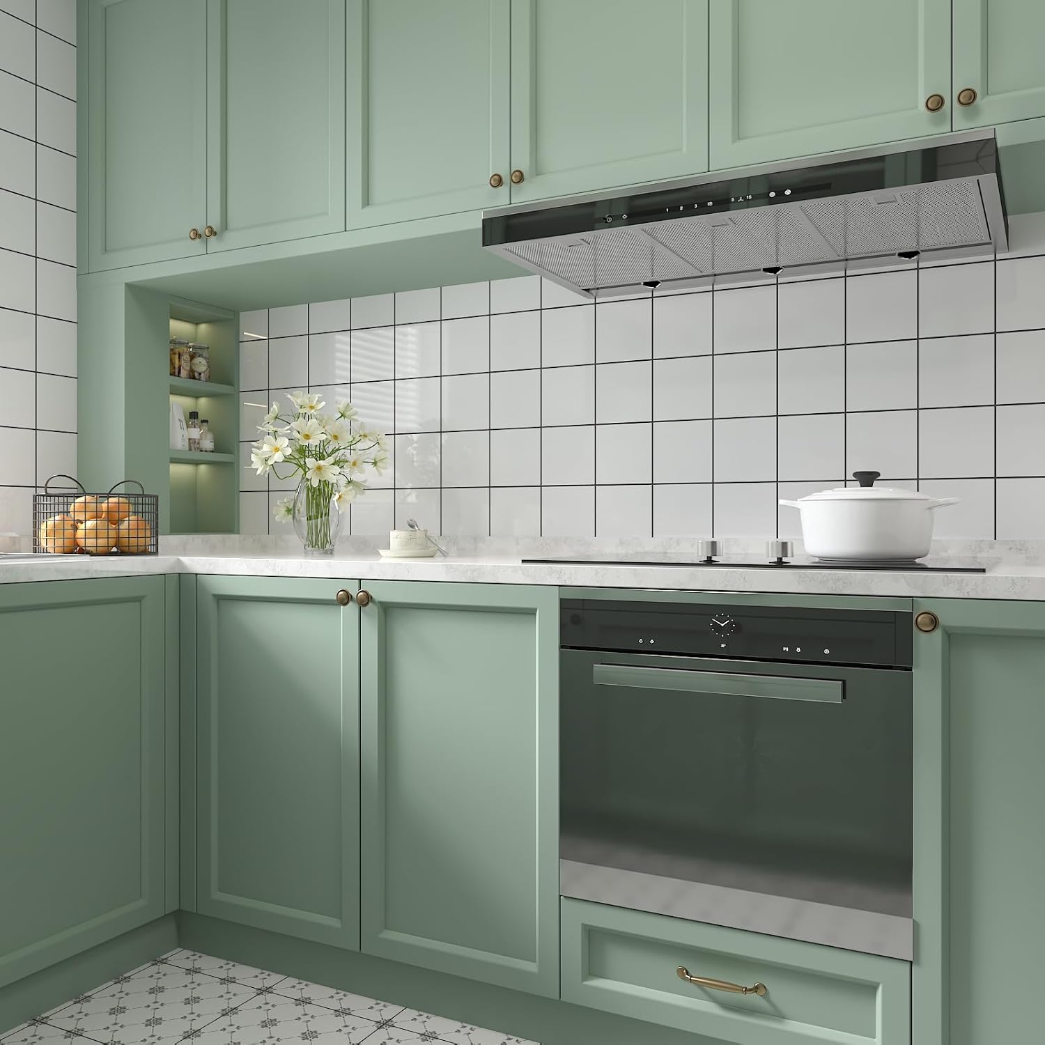 CHIHUT Sage Green Peel and Stick Wallpaper Large Size 30"x236" Modern Solid Color Contact Paper for Cabinets Shelf Liner Thick Skin Waterproof Wall Paper for Bathroom Kitchen Renter Friendly Wallpaper